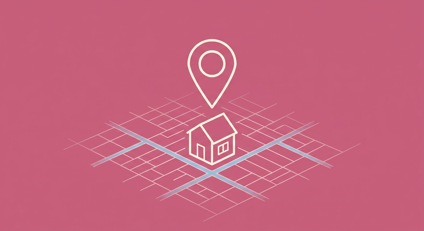 Illustration d'un repère de carte au-dessus d'une maison